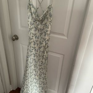 JLUXLABEL maxi floral spaghetti criss-cross back, never worn, no tags